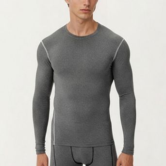 Men's Long Sleeve Compression Base Layer Top with Stretch Fit and Moisture-Wicking Fabric