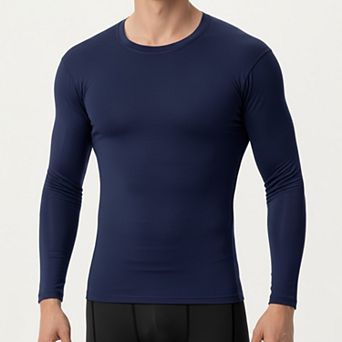 Men's Long Sleeve Compression Base Layer Top with Stretch Fit and Moisture-Wicking Fabric
