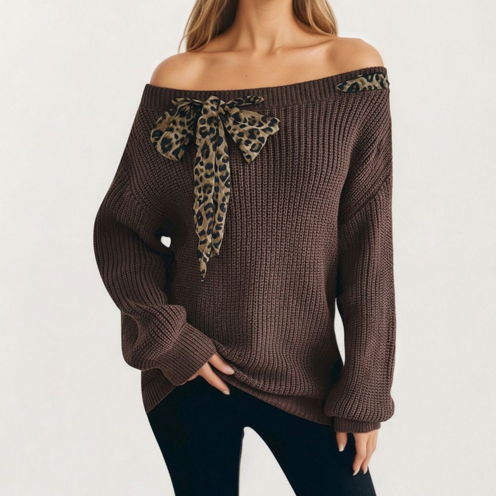 Leopard Print Bow-Tie Modest Top main image 0