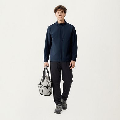 Men's Lightweight Zip-Up Jacket with Stand Collar and Long Sleeves