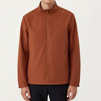 Men's Lightweight Zip-Up Jacket with Stand Collar and Long Sleeves