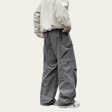 Men's Oversized Cargo Pants with Adjustable Drawstring Hem and Multi-Pocket Design