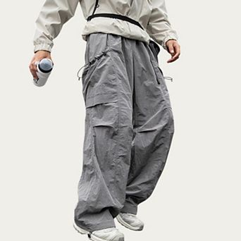 Men's Oversized Cargo Pants with Adjustable Drawstring Hem and Multi-Pocket Design