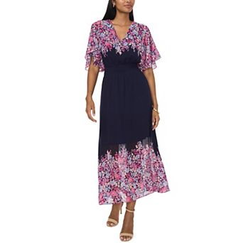 Women's MSK V-Neck Flutter Sleeve Smocked Waist Maxi Dress