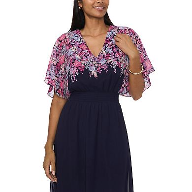 Women's MSK V-Neck Flutter Sleeve Smocked Waist Maxi Dress