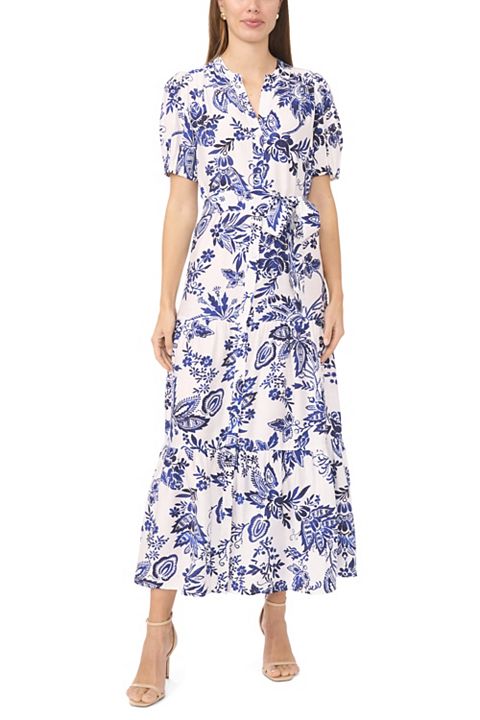 Женские платья MSK Women's MSK Short Sleeve Button Down Tiered Maxi Dress