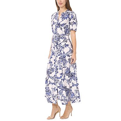 Women's MSK Short Sleeve Button Down Tiered Maxi Dress