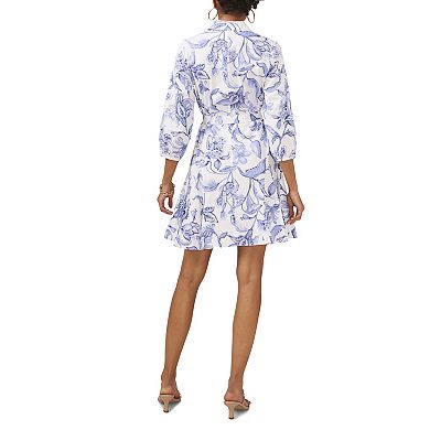 Women's MSK Collared Button Down Godet Tie Waist Dress