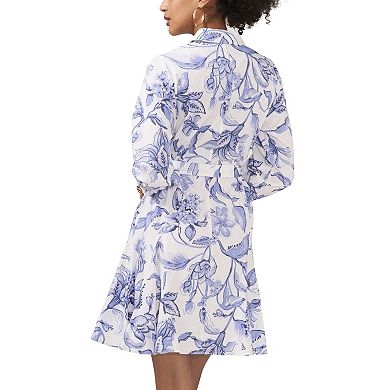 Women's MSK Collared Button Down Godet Tie Waist Dress