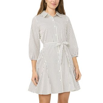 Women's MSK Collared Button Down Godet Tie Waist Dress