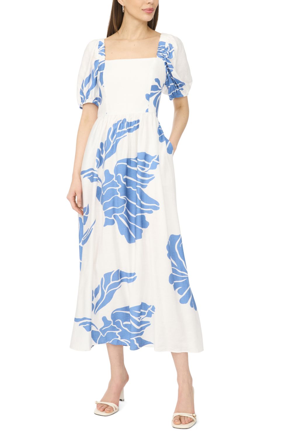 Женское платье MSK Square Neck Maxi, цвет: Синий, вариант 1 — фото 1