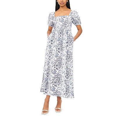 msk dresses women Women's Short-Sleeve Square Neck Maxi Dress - Olympian Blue made from rayon Msk Women's Sleeveless Keyhole 3