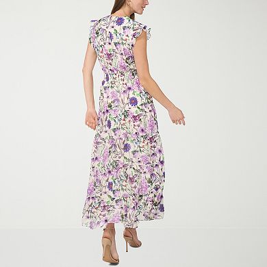 Women's MSK V-Neck Flutter Sleeve Tiered Maxi Dress