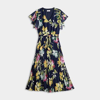 Women's Robbie Bee V-Neck Flutter Sleeve Midi Dress