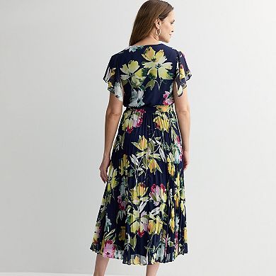 Women's Robbie Bee V-Neck Flutter Sleeve Midi Dress