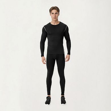 Men's Long Sleeve Compression Base Layer Top with Stretch Fit and Moisture-Wicking Fabric