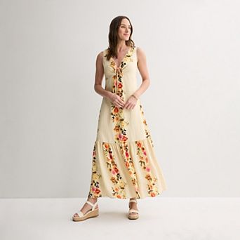 Women's Taylor Sleeveless Floral Dress With Keyhole Detail