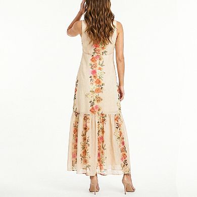 Women's Taylor Sleeveless Floral Dress With Keyhole Detail