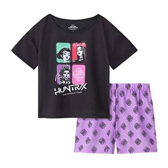Girls 6-14 K-Pop Demon Hunters Huntrix 2 pc Pajama Top & Pajama Shorts Set