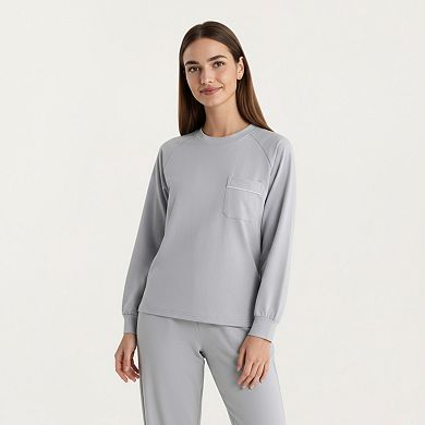 Women's 2-Piece Set Long Sleeve Top with Front Pocket and Relaxed Fit Lounge Pants