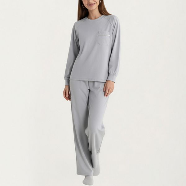 Contrast Trim Half Sleeve Top and Pants Lounge Set