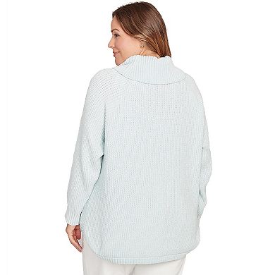 Hearts of Palm Plus Size Makin' Me Blush Solid Long Sleeve Chenille Knit Cable Pullover