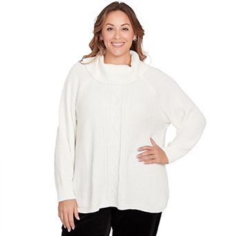 Hearts of Palm Plus Size Makin' Me Blush Solid Long Sleeve Chenille Knit Cable Pullover