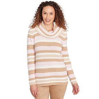 Hearts of Palm Women's Makin' Me Blush Metallic Striped Long Sleeve Sweater