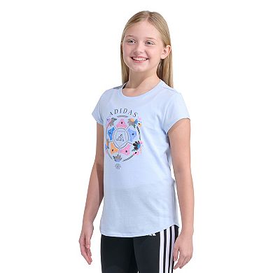 Girls adidas Short Cap Sleeve Soccer Graphic Tee
