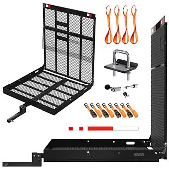 Mockins 40"x40"x4" Square Cargo Rack Mobility Scooter Carrier with Ramp and Accessories