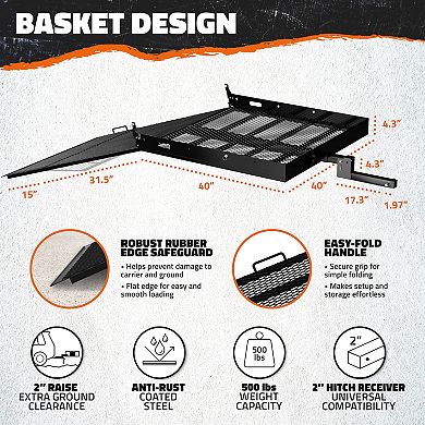 Mockins 40"x40"x4" Square Cargo Rack Mobility Scooter Carrier with Ramp and Accessories