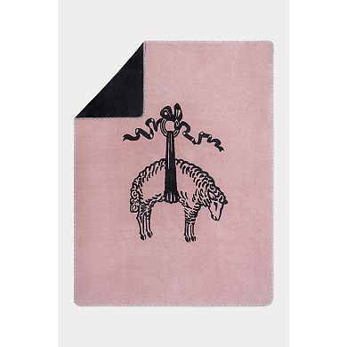 Brooks Brothers Double Faced Lamb Logo Throw