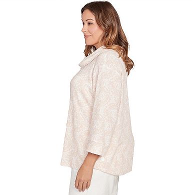 Hearts of Palm Plus Size Makin' Me Blush Printed Long Sleeve Cowl Neck Top