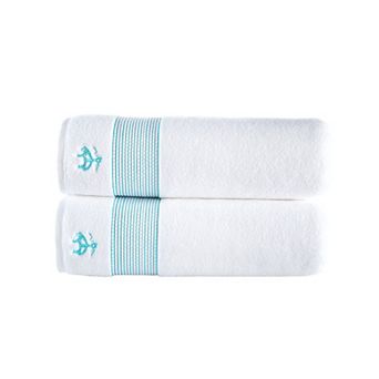 Brooks Brothers Rope Stripe Border 2 pc Bath Sheets