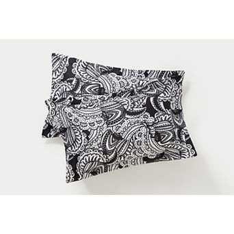 Brooks Brothers Black & White Paisley Cotton Sateen Sham Case Pair