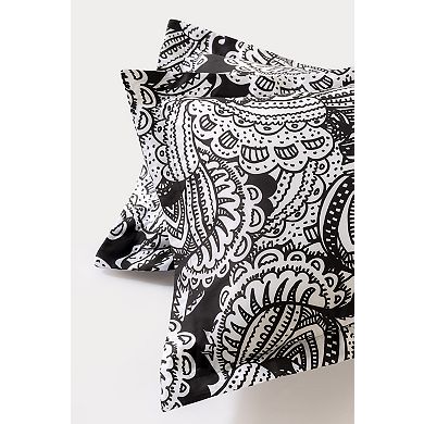 Brooks Brothers Black & White Paisley Cotton Sateen Sham Case Pair