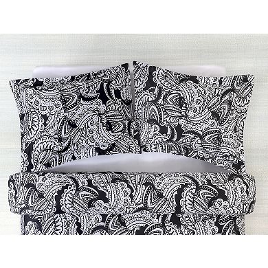 Brooks Brothers Black & White Paisley Cotton Sateen Sham Case Pair