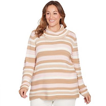Hearts of Palm Plus Size Makin' Me Blush Metallic Striped Long Sleeve Sweater