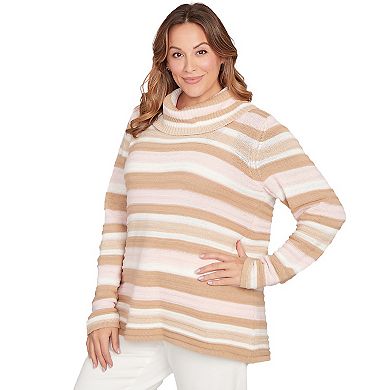 Hearts of Palm Plus Size Makin' Me Blush Metallic Striped Long Sleeve Sweater