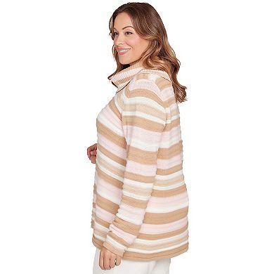 Hearts of Palm Plus Size Makin' Me Blush Metallic Striped Long Sleeve Sweater
