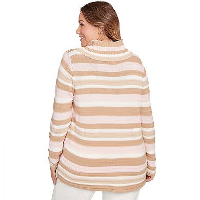 Hearts of Palm Plus Size Makin' Me Blush Metallic Striped Long Sleeve Sweater