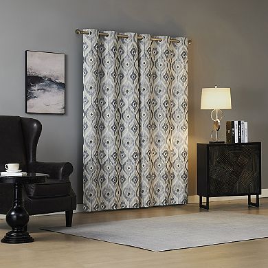 The Big One® Tarsia Watercolor Ogee 100% Blackout Grommet Single Window Curtain Panel