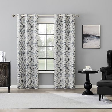 The Big One® Tarsia Watercolor Ogee 100% Blackout Grommet Single Window Curtain Panel