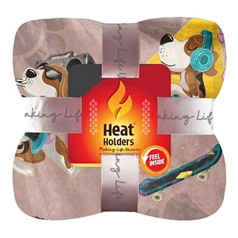 Heat Holders Heatweaver Plush Dog Printed Throw Blanket