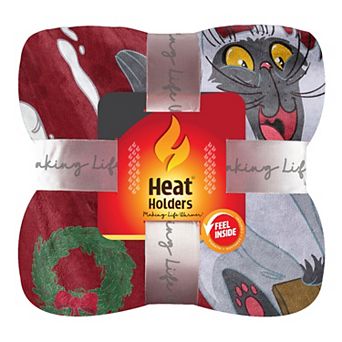 Heat Holders Heatweaver Plush Cat Printed Throw Blanket