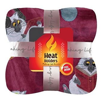 Heat Holders Heatweaver Plush Cat Printed Throw Blanket