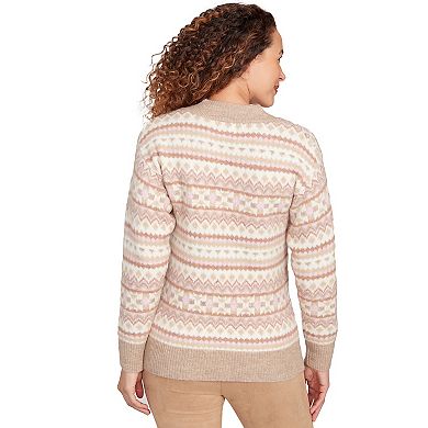 Hearts of Palm Women's Makin' Me Blush Long Sleeve V-Neck Fairisle Sweater