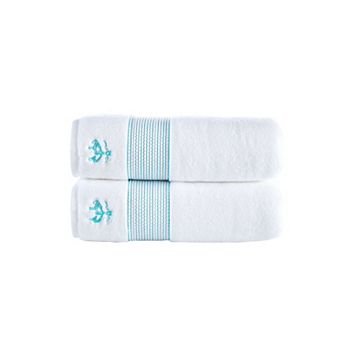 Brooks Brothers Rope Stripe Border 2 pc Bath Towels