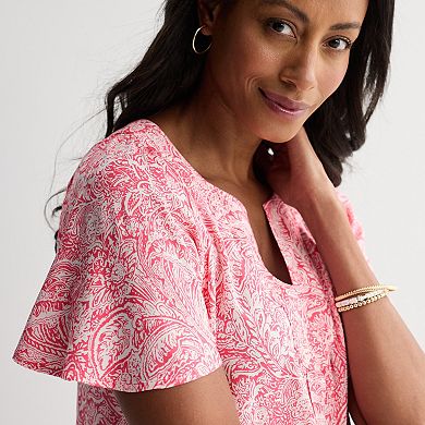 Women's Croft & Barrow® Flutter Sleeve Split Neck Dress