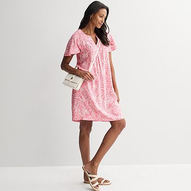 Women's Croft & Barrow® Flutter Sleeve Split Neck Dress